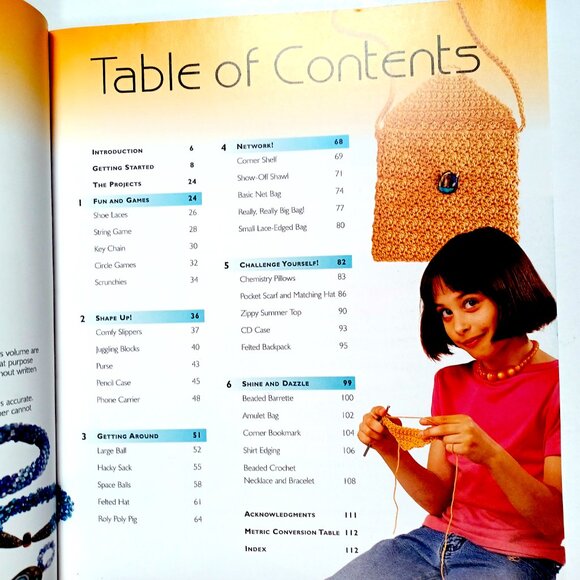 COPY - Crochet Kids Crafts Book Jane Davis 112 Pgs Jewelry Hats Purses Pillows … - Picture 2 of 16